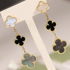 ¡®Imperial¡¯CLOVER EARRINGS GOLD ONYX MOP 3 MOTIF