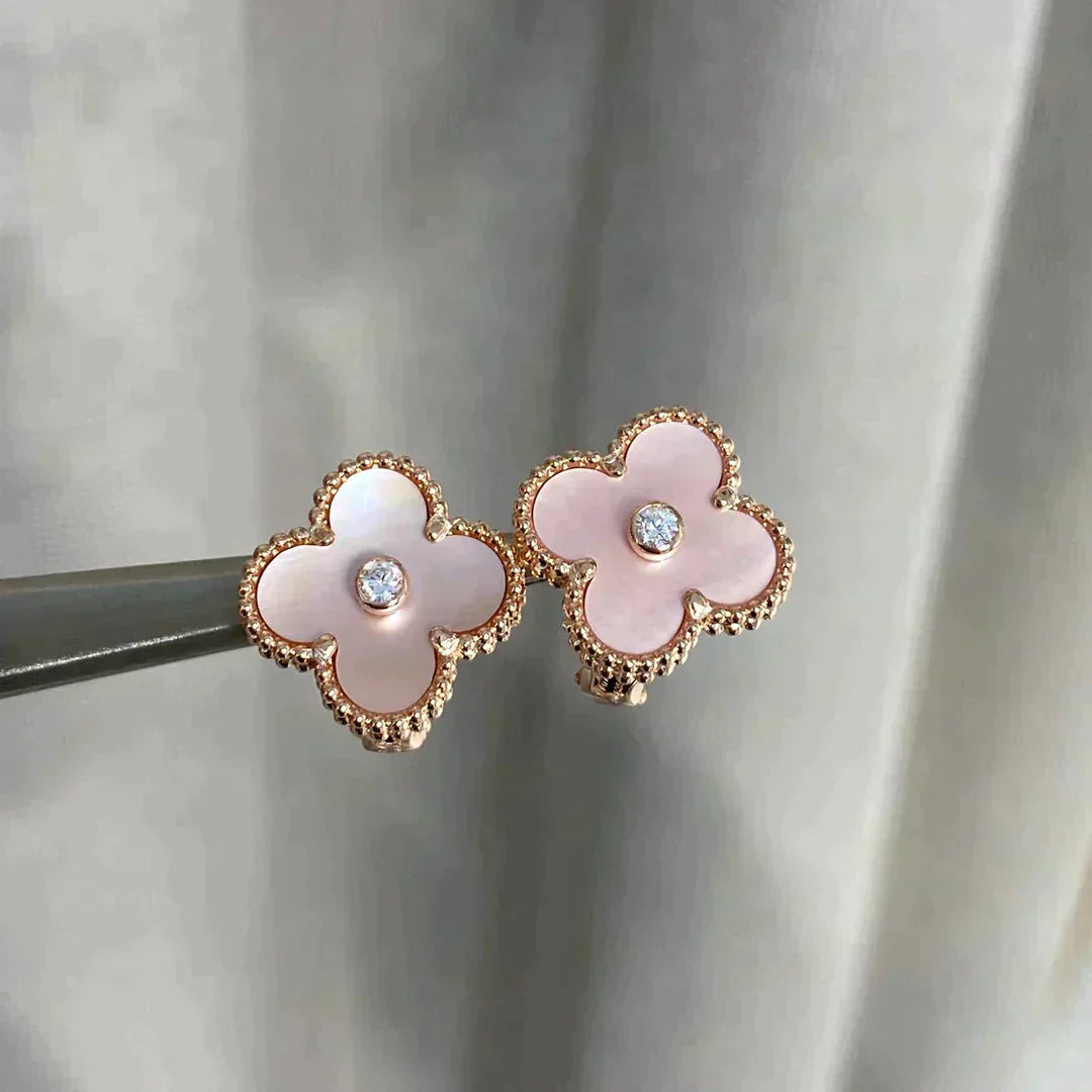 ¡®Imperial¡¯CLOVER MEDIUM 1 MOTIFS  PINK MOP DIAMOND EARRINGS