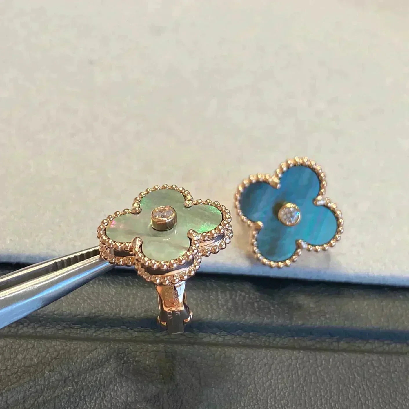 ¡®Imperial¡¯CLOVER MEDIUM 1 MOTIFS GRAY MOP  DIAMOND EARRINGS