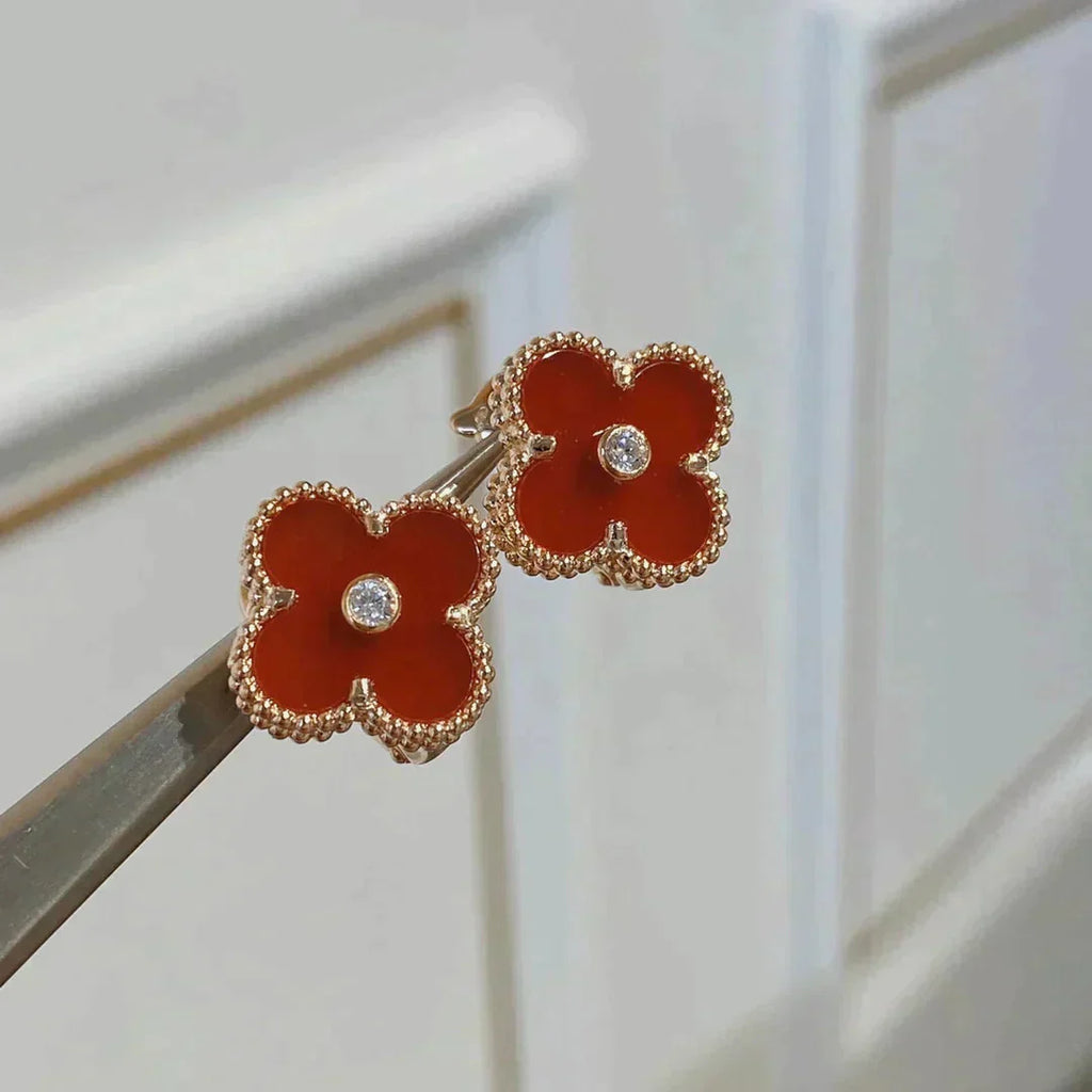 ¡®Imperial¡¯CLOVER MEDIUM 1 MOTIFS CARNELIAN  DIAMOND earrings