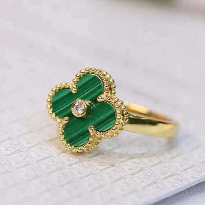 ¡®Imperial¡¯CLOVER MALACHITE RING GOLD DIAMOND
