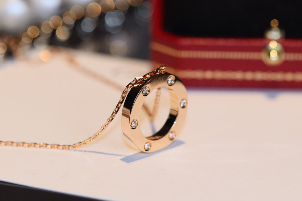 ¡®Imperial¡¯LOVE NECKLACE 16MM 6 DIAMONDS PINK GOLD