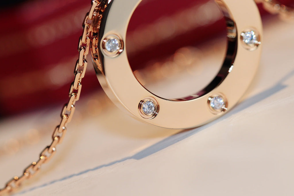 ¡®Imperial¡¯LOVE NECKLACE 16MM 6 DIAMONDS PINK GOLD