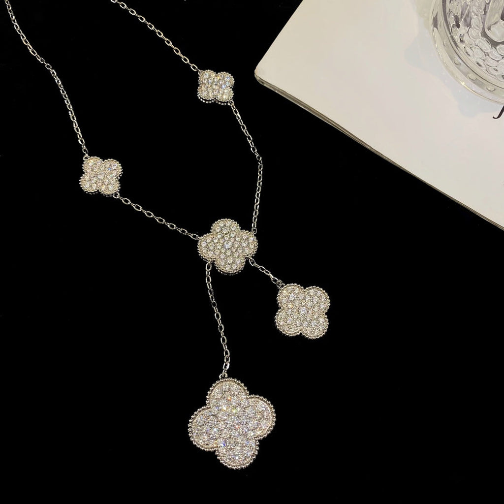 ¡®Imperial¡¯CLOVER 5 MOTIFS SILVER DIAMONDS NECKLACE