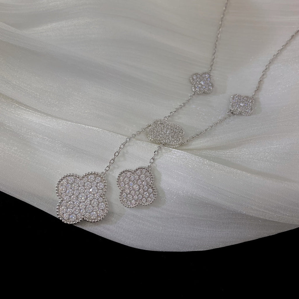 ¡®Imperial¡¯CLOVER 5 MOTIFS SILVER DIAMONDS NECKLACE