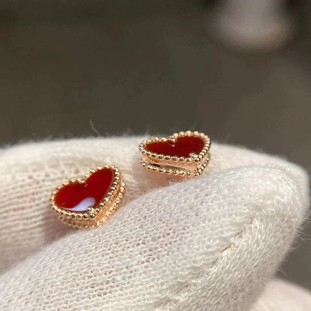 ¡®Imperial¡¯HEART CARNELIAN STUD EARRINGS