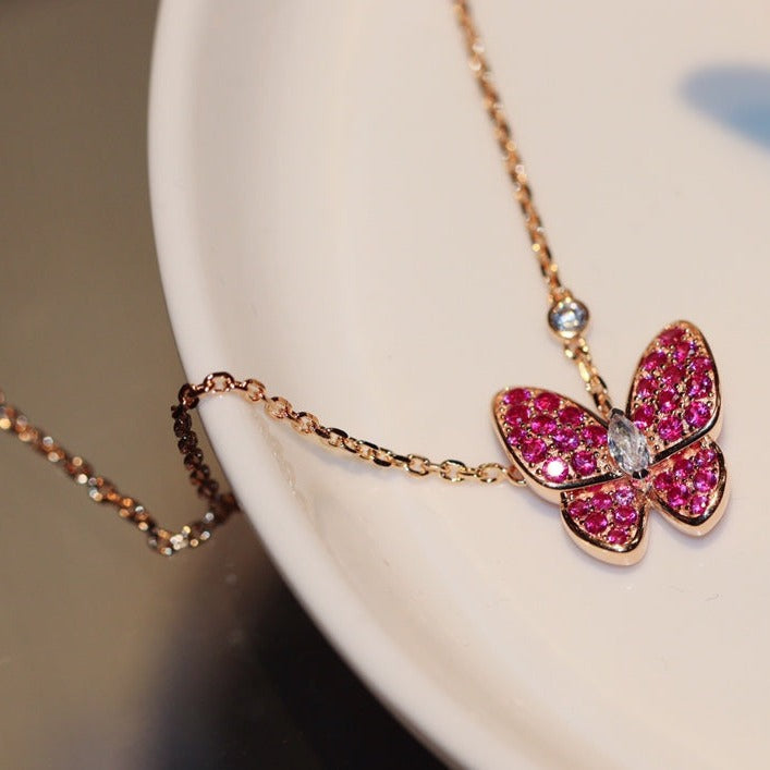 ¡®Imperial¡¯BUTTERFLY RED DIAMOND ROSE GOLD NECKLACE