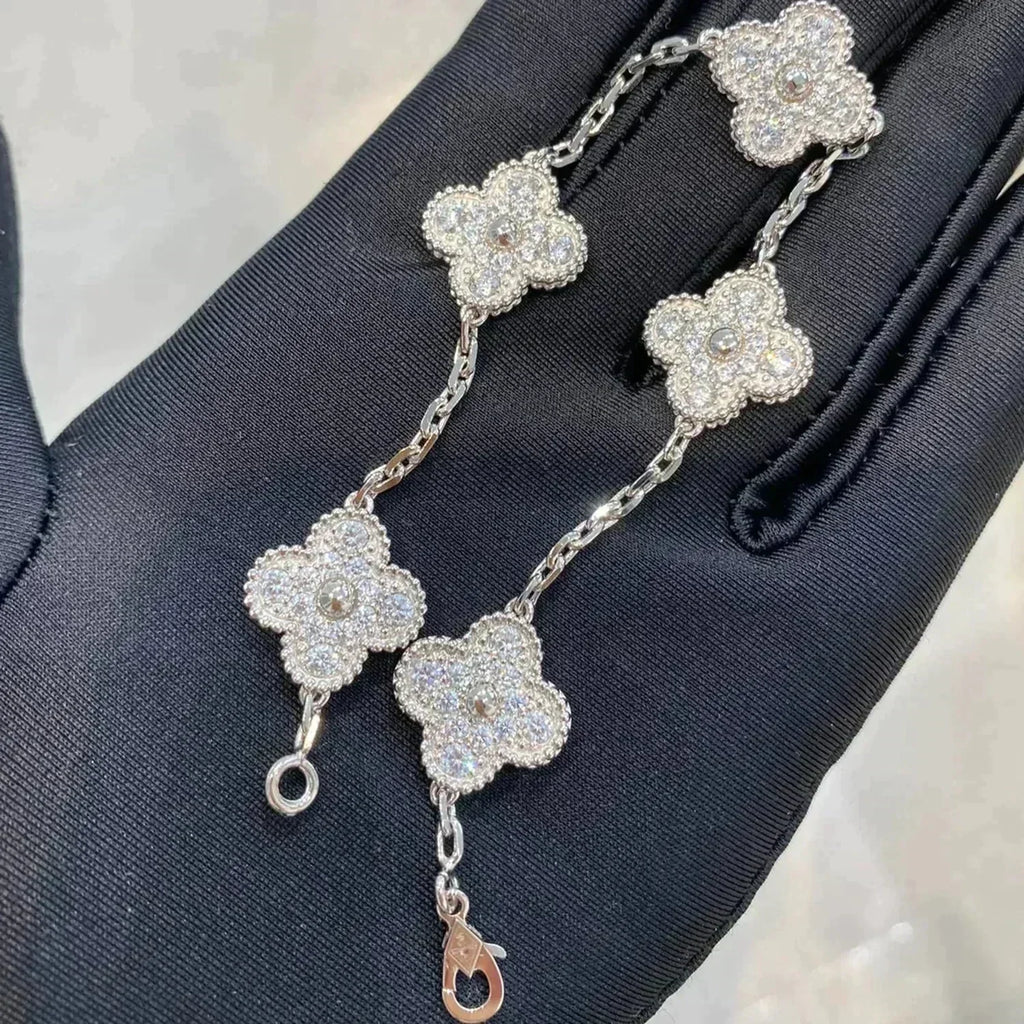 ¡®Imperial¡¯CLOVER 5 MOTIFS  DIAMOND BRACELET SILVER