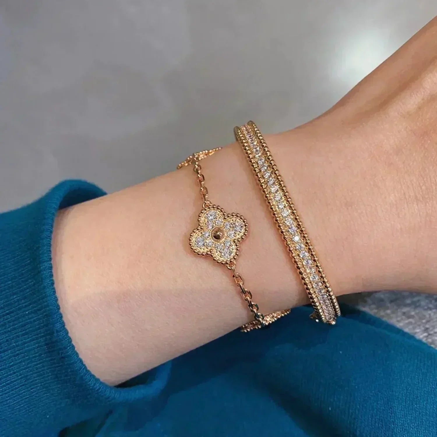 [Imperial] Nueva COLECCIÓN DE BRAZALETE TREBOL 5 MOTIVOS CON DIAMANTES COMPLETOS