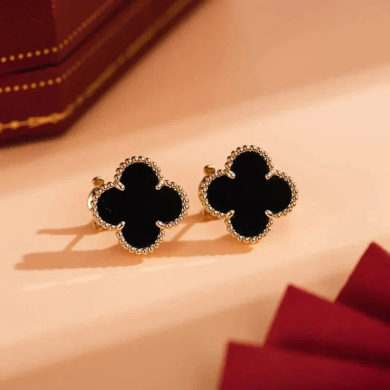 ¡®Imperial¡¯CLOVER MEDIUM 1 MOTIFS  ONYX STUD EARRINGS