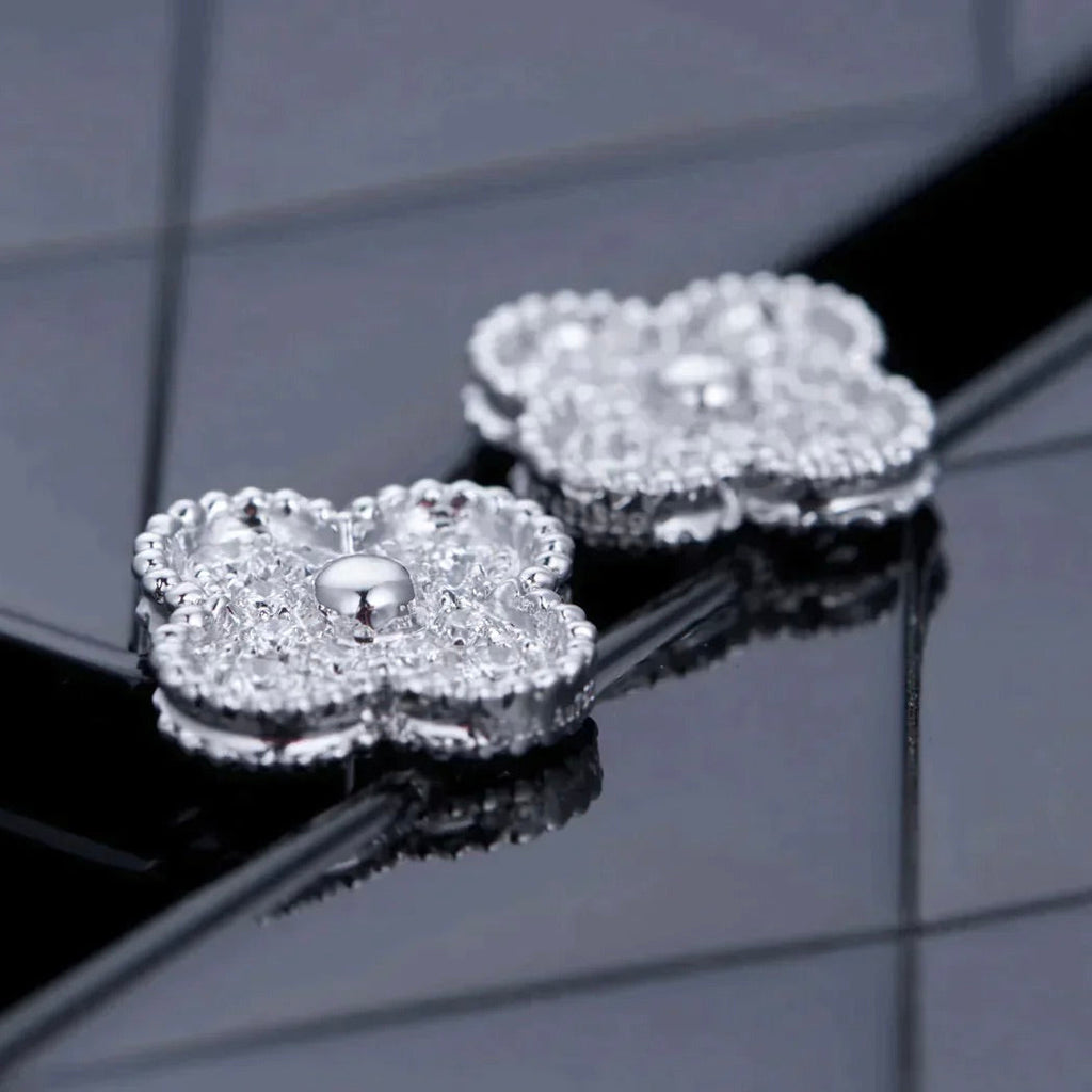 ¡®Imperial¡¯CLOVER 1 MOTIFS DIAMOND STUD EARRINGS SILVER