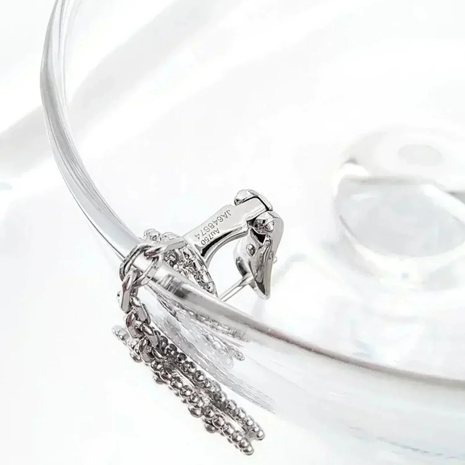 ¡®Imperial¡¯CLOVER 2 MOTIFS  DIAMOND ONYX EARRINGS SILVER