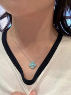 ¡®Imperial¡¯CLOVER 1 DIAMOND LIGHT BLUE SILVER NECKLACE