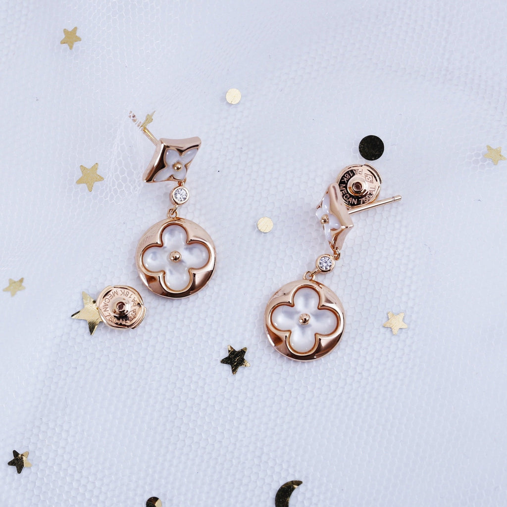 ¡®Imperial¡¯STAR AND SUN PINK GOLD MOP DROP EARRINGS
