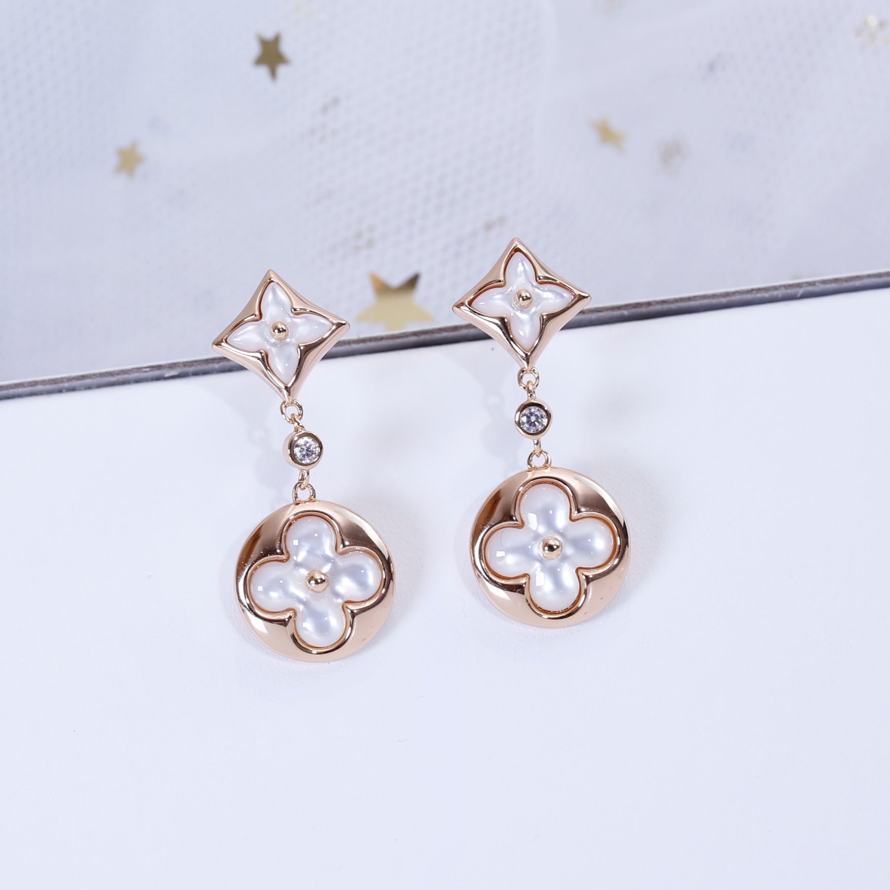 ¡®Imperial¡¯STAR AND SUN PINK GOLD MOP DROP EARRINGS