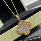 ¡®Imperial¡¯CLOVER 25MM LARGE PEDANT DIAMOND PAVED LONG NECKLACE