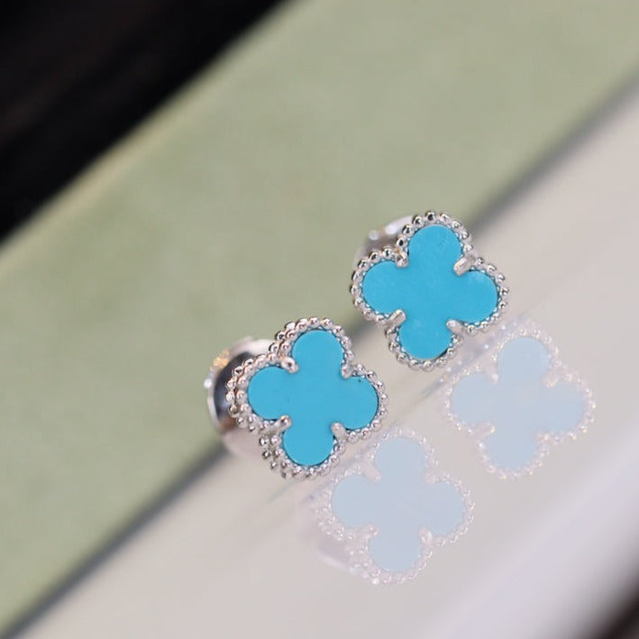 ¡®Imperial¡¯CLOVER MINI TURQUOISE SILVER STUD EARRINGS