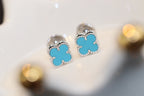 ¡®Imperial¡¯CLOVER MINI TURQUOISE SILVER STUD EARRINGS
