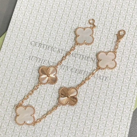 [Imperial]Nueva COLECCIÓN DE BRAZALETE TREBOL 5 MOTIVOS MADRE PERLA BLANCA