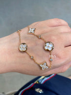 ¡®Imperial¡¯STAR AND SUN 4 MOTIF WHITE MOP PINK GOLD BRACELET