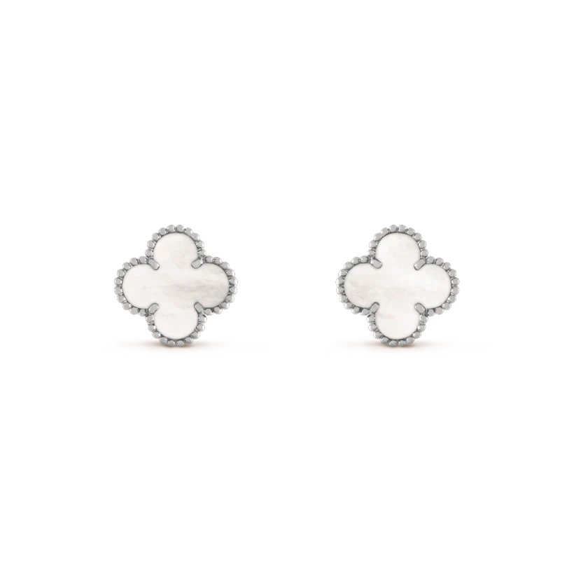 ¡®Imperial¡¯CLOVER MEDIUM 1 MOTIFS  WHITE MOP EARRINGS SILVER