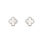 ¡®Imperial¡¯CLOVER MEDIUM 1 MOTIFS  WHITE MOP EARRINGS SILVER