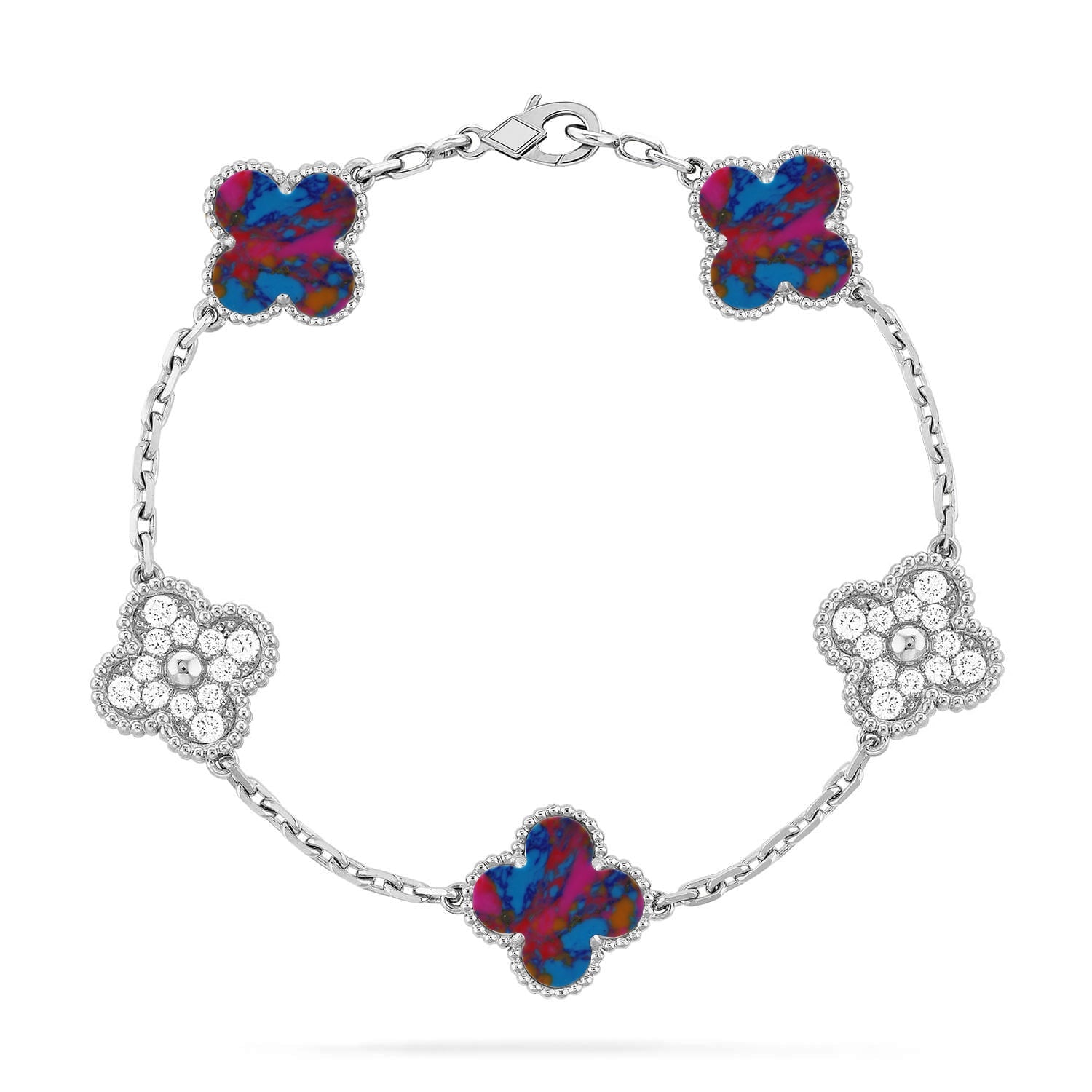 [Imperial]Nueva COLECCIÓN DE BRAZALETE TREBOL 5 MOTIVOS GEMAS DE COLOR