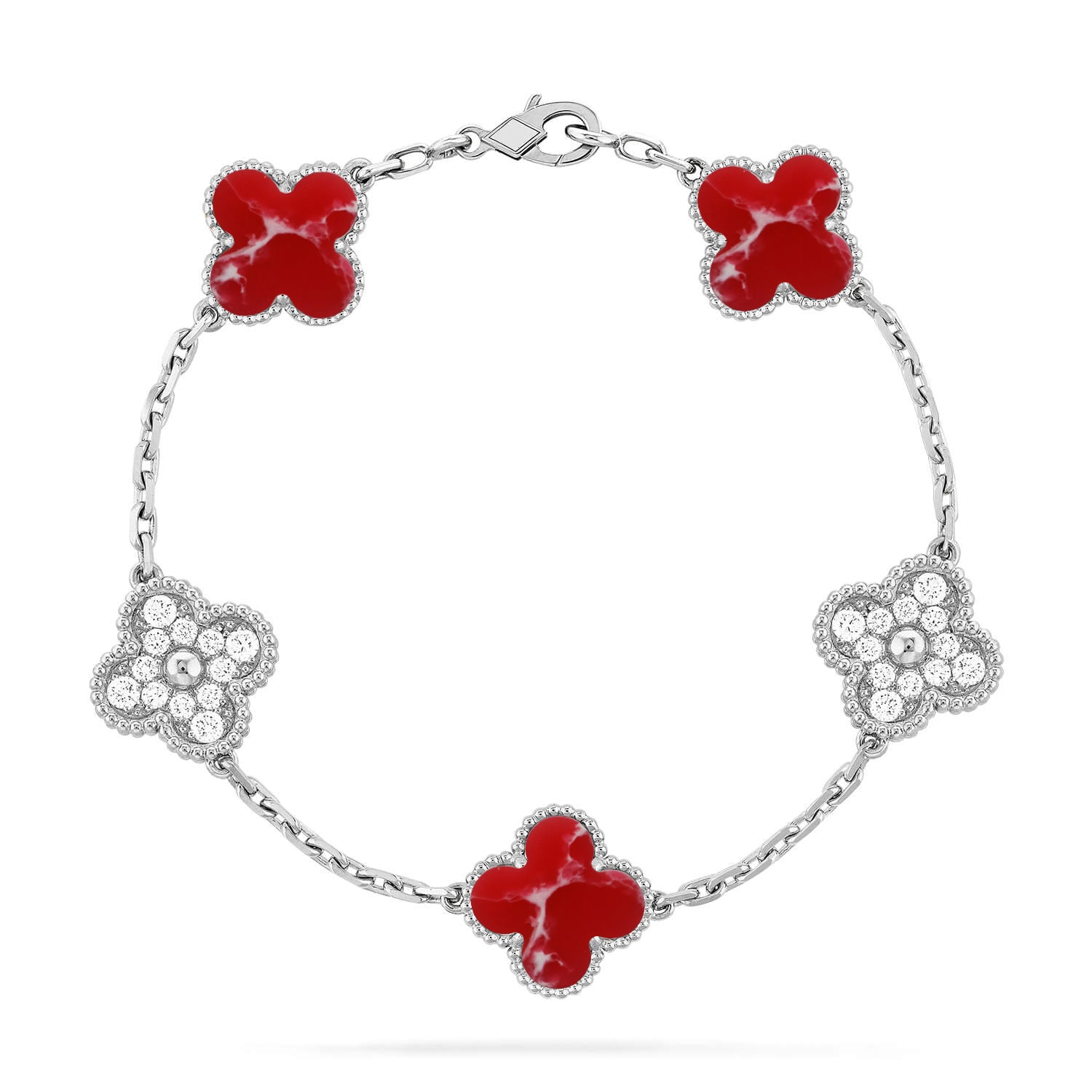 [Imperial]Nueva COLECCIÓN DE BRAZALETE TREBOL 5 MOTIVOS PATRÓN ROJO