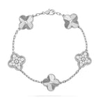 ¡®Imperial¡¯CLOVER 5 MOTIF SILVER DIAMOND BRACELET