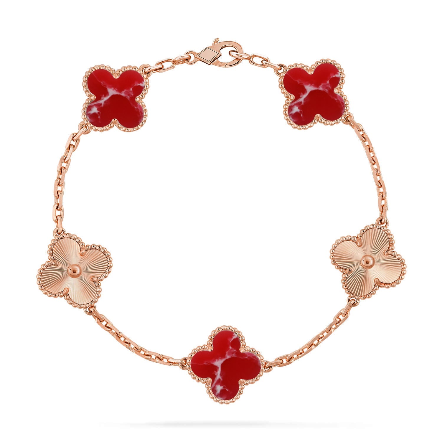 [Imperial]Nueva COLECCIÓN DE BRAZALETE TREBOL 5 MOTIVOS PATRÓN ROJO