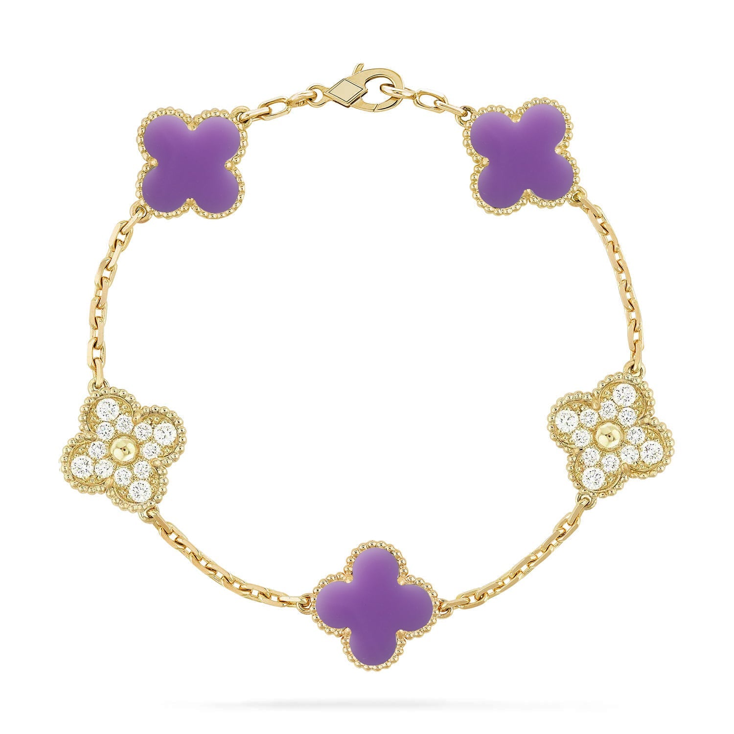 [Imperial]Nueva COLECCIÓN DE BRAZALETE TREBOL 5 MOTIVOS LILA