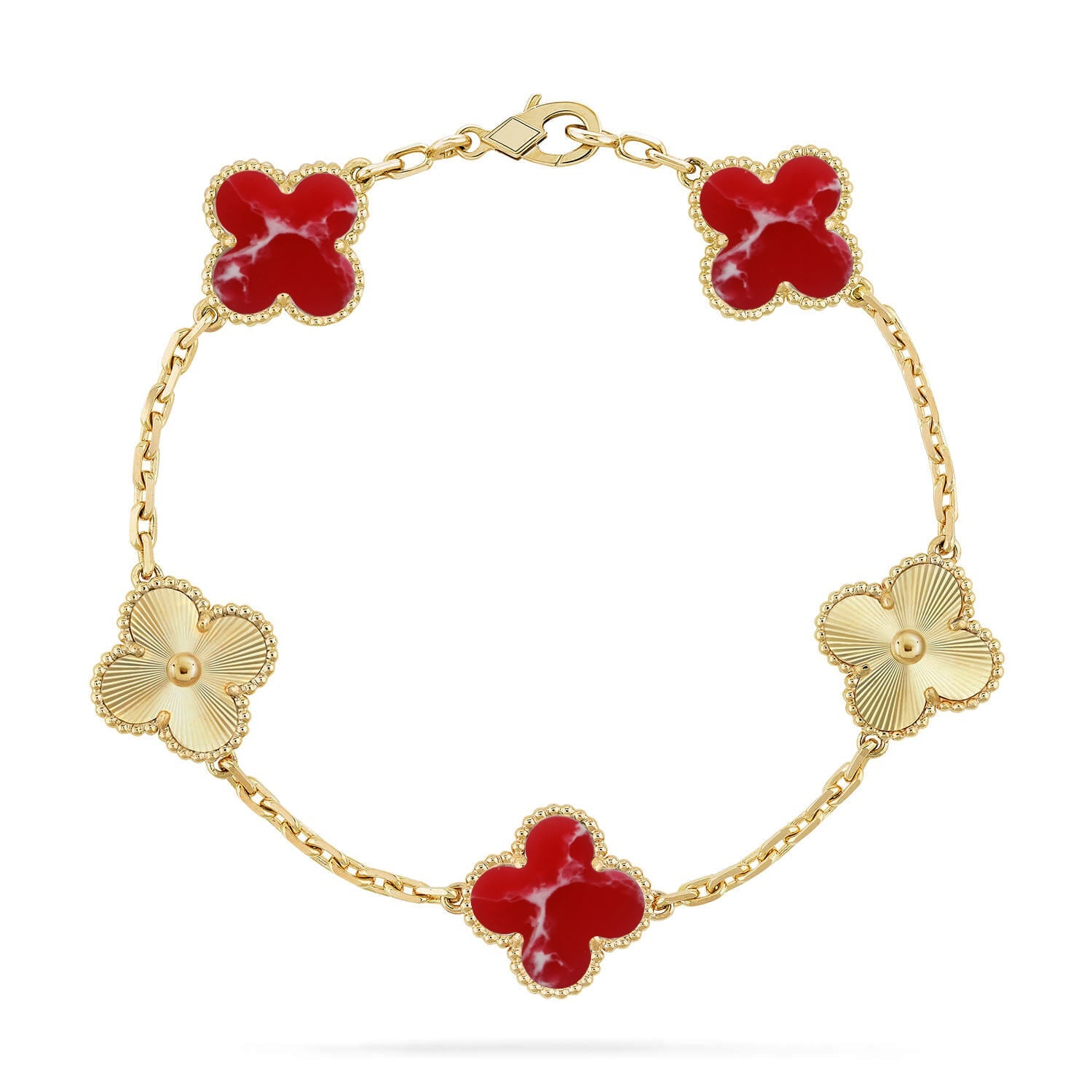 [Imperial]Nueva COLECCIÓN DE BRAZALETE TREBOL 5 MOTIVOS PATRÓN ROJO