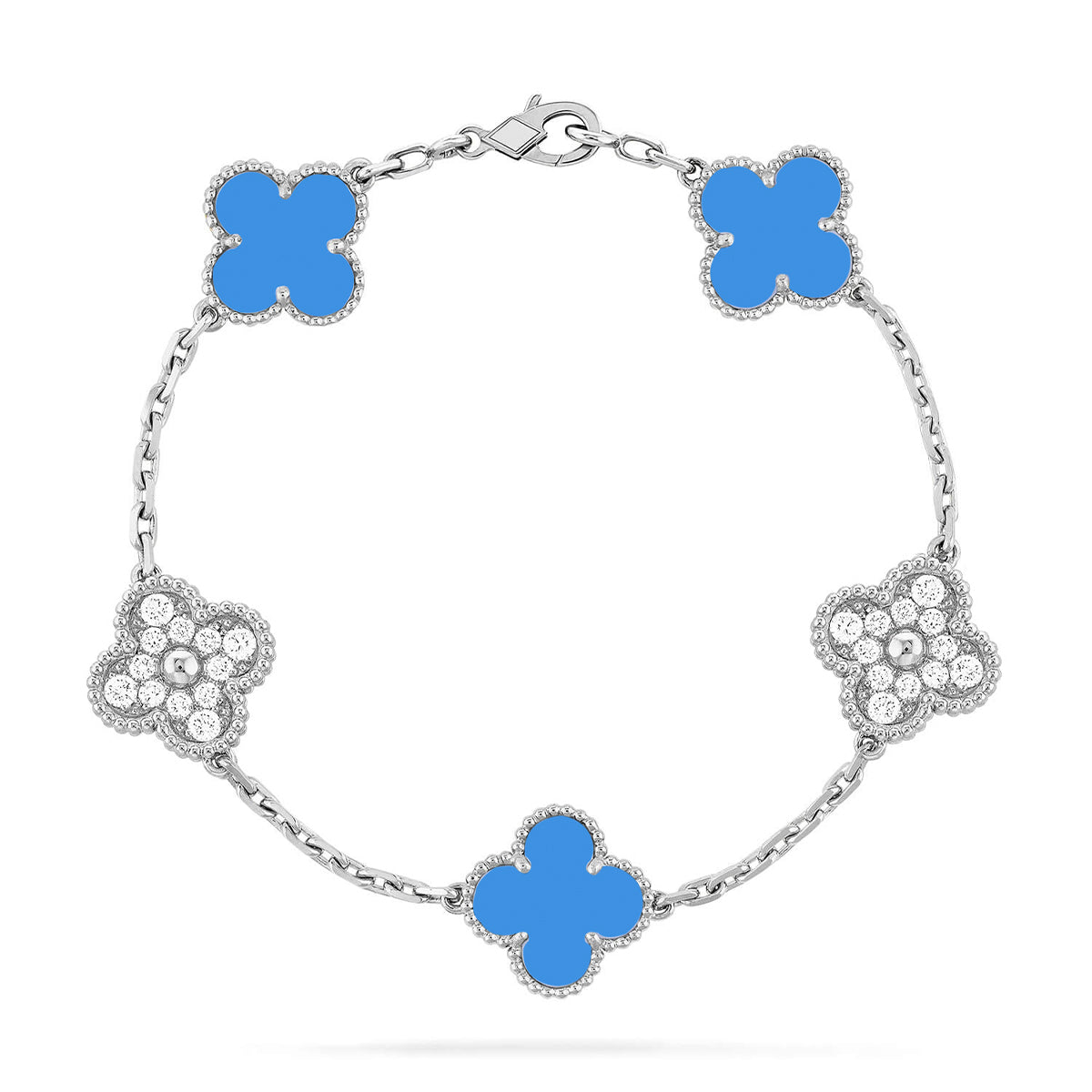 [Imperial]Nueva COLECCIÓN DE BRAZALETE TREBOL 5 MOTIVOS AGATA AZUL