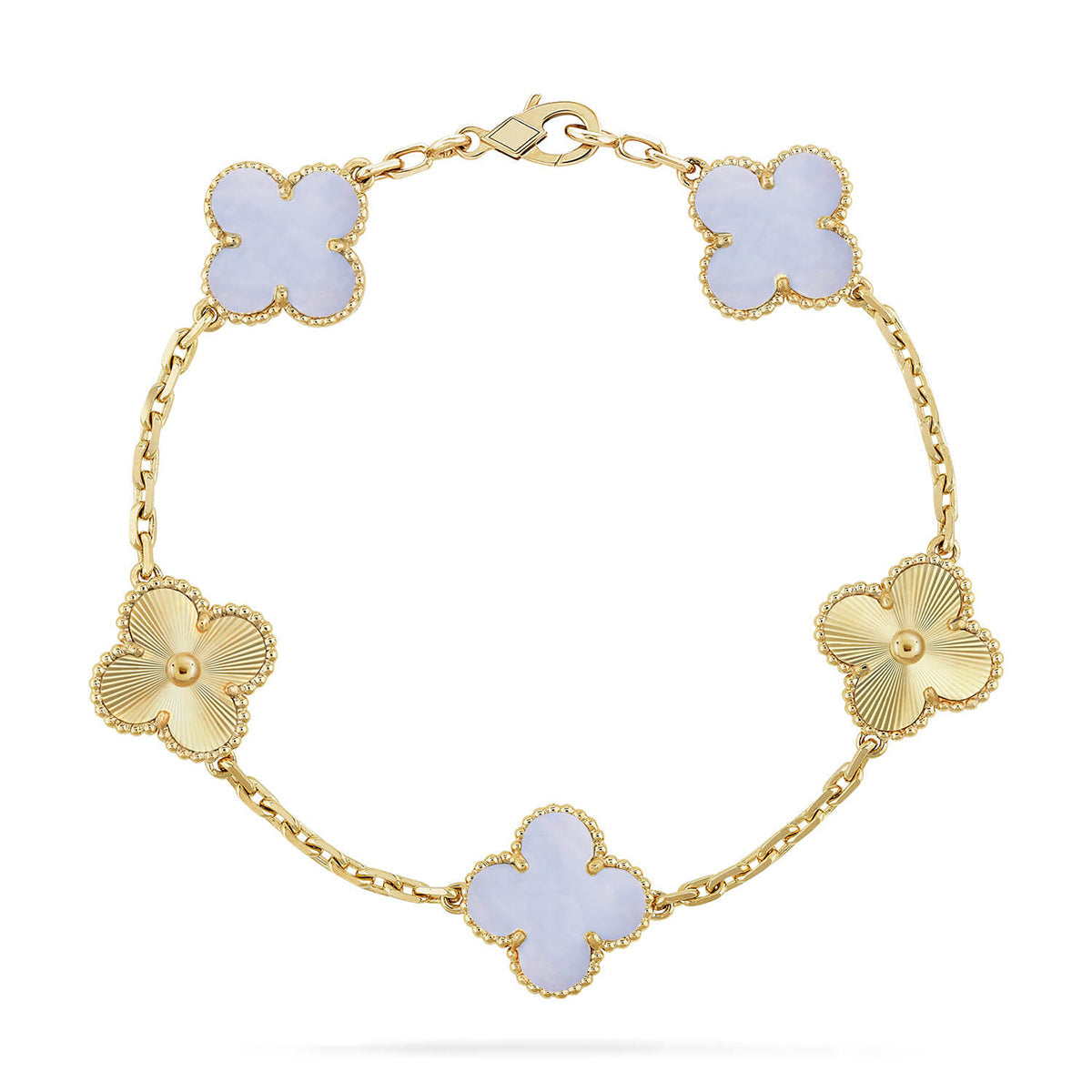 [Imperial]New  CLOVER 5 MOTIF PURPLE CHALCEDONY BRACELET COLLECTION