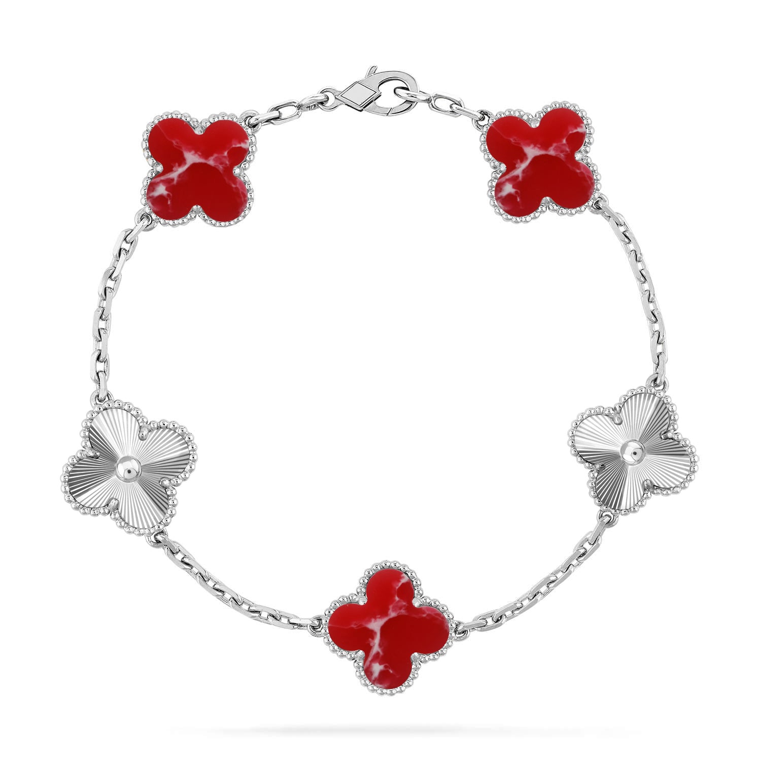 [Imperial]Nueva COLECCIÓN DE BRAZALETE TREBOL 5 MOTIVOS PATRÓN ROJO
