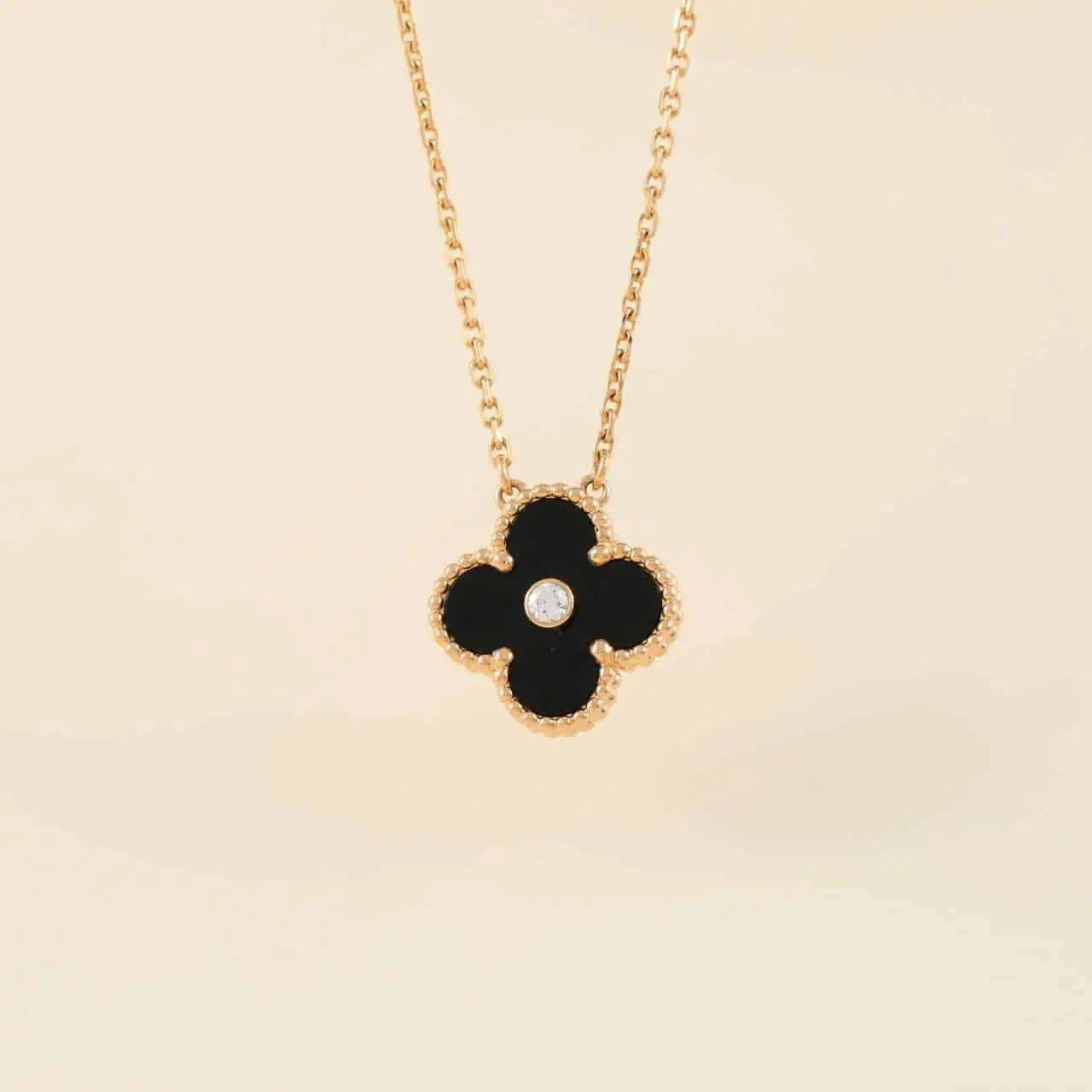 ¡®Imperial¡¯CLOVER 15MM DIAMOND ONYX NECKLACE