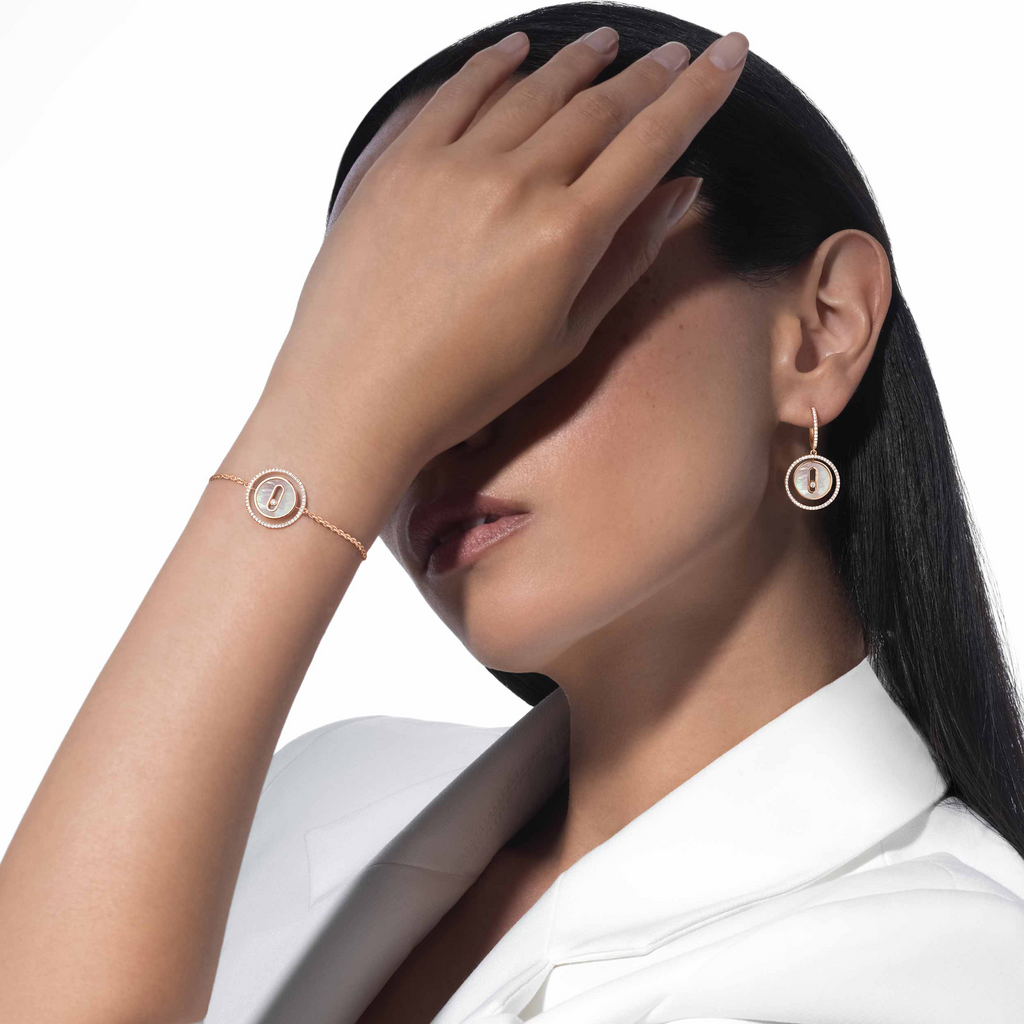 [Imperial]  MOVE WHITE MOTHER OF PEARL PINK GOLD DIAMOND BRACELET