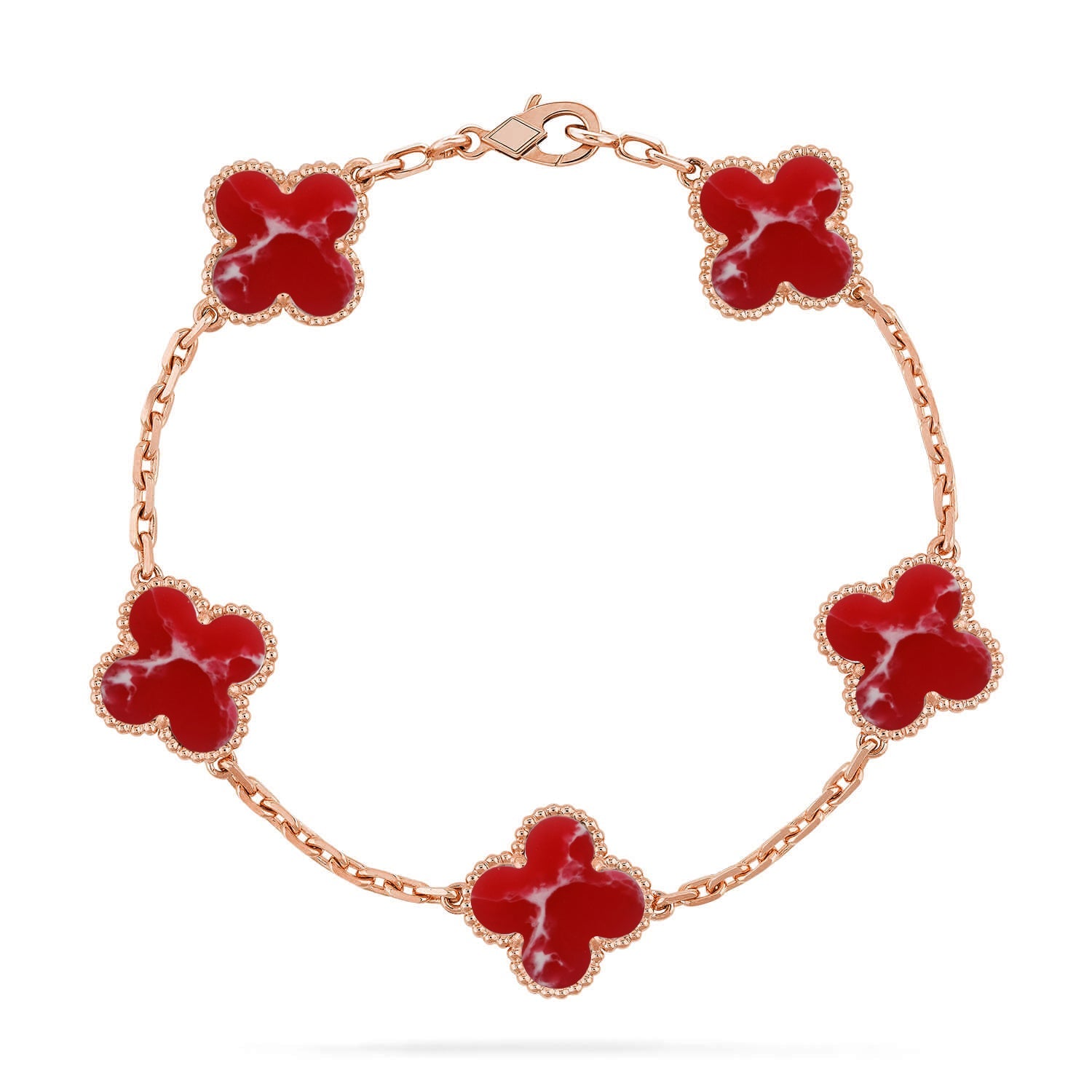 [Imperial]Nueva COLECCIÓN DE BRAZALETE TREBOL 5 MOTIVOS PATRÓN ROJO