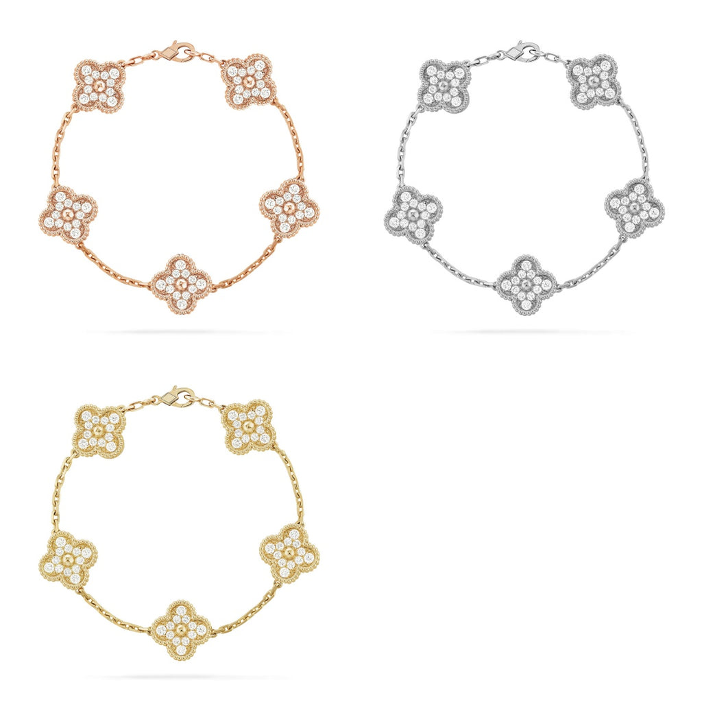 [Imperial] Nueva COLECCIÓN DE BRAZALETE TREBOL 5 MOTIVOS CON DIAMANTES COMPLETOS