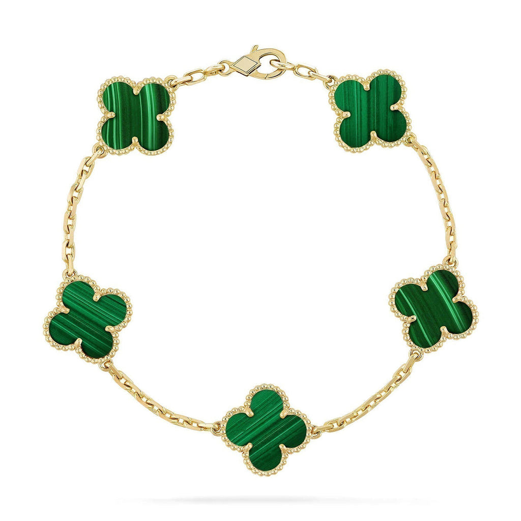 [Imperial]Nueva COLECCIÓN DE BRAZALETE TREBOL 5 MOTIVOS MALACHITA