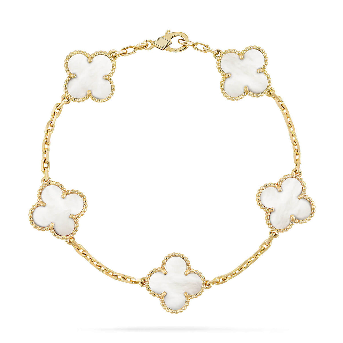[Imperial]Nueva COLECCIÓN DE BRAZALETE TREBOL 5 MOTIVOS MADRE PERLA BLANCA