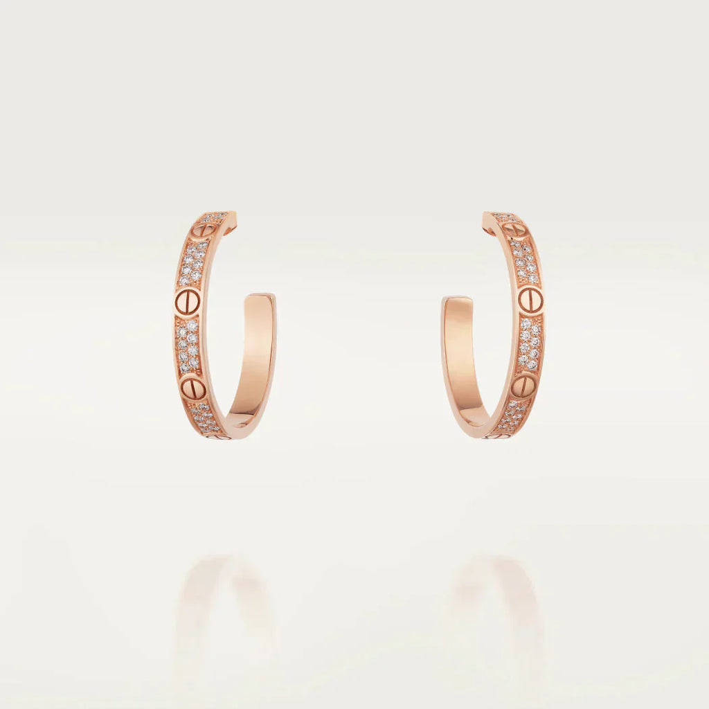 ¡®Imperial¡¯LOVE DIAMOND PINK GOLD HOOP EARRINGS