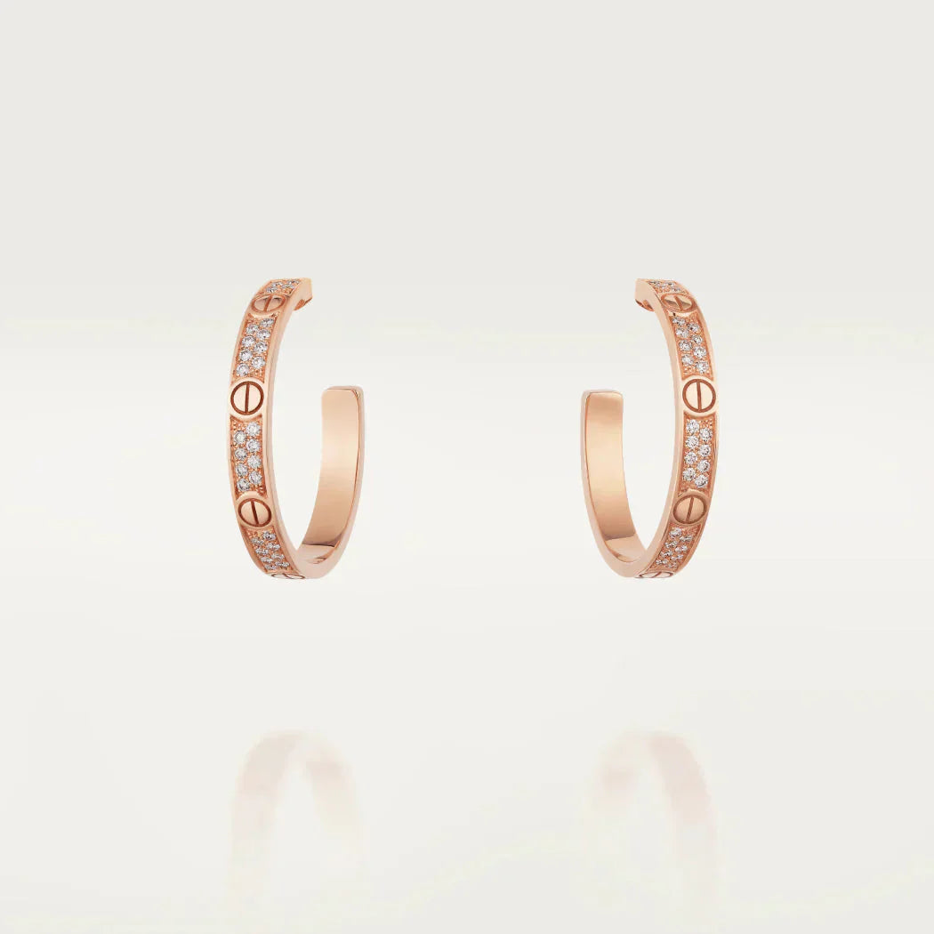 ¡®Imperial¡¯LOVE DIAMOND PINK GOLD HOOP EARRINGS