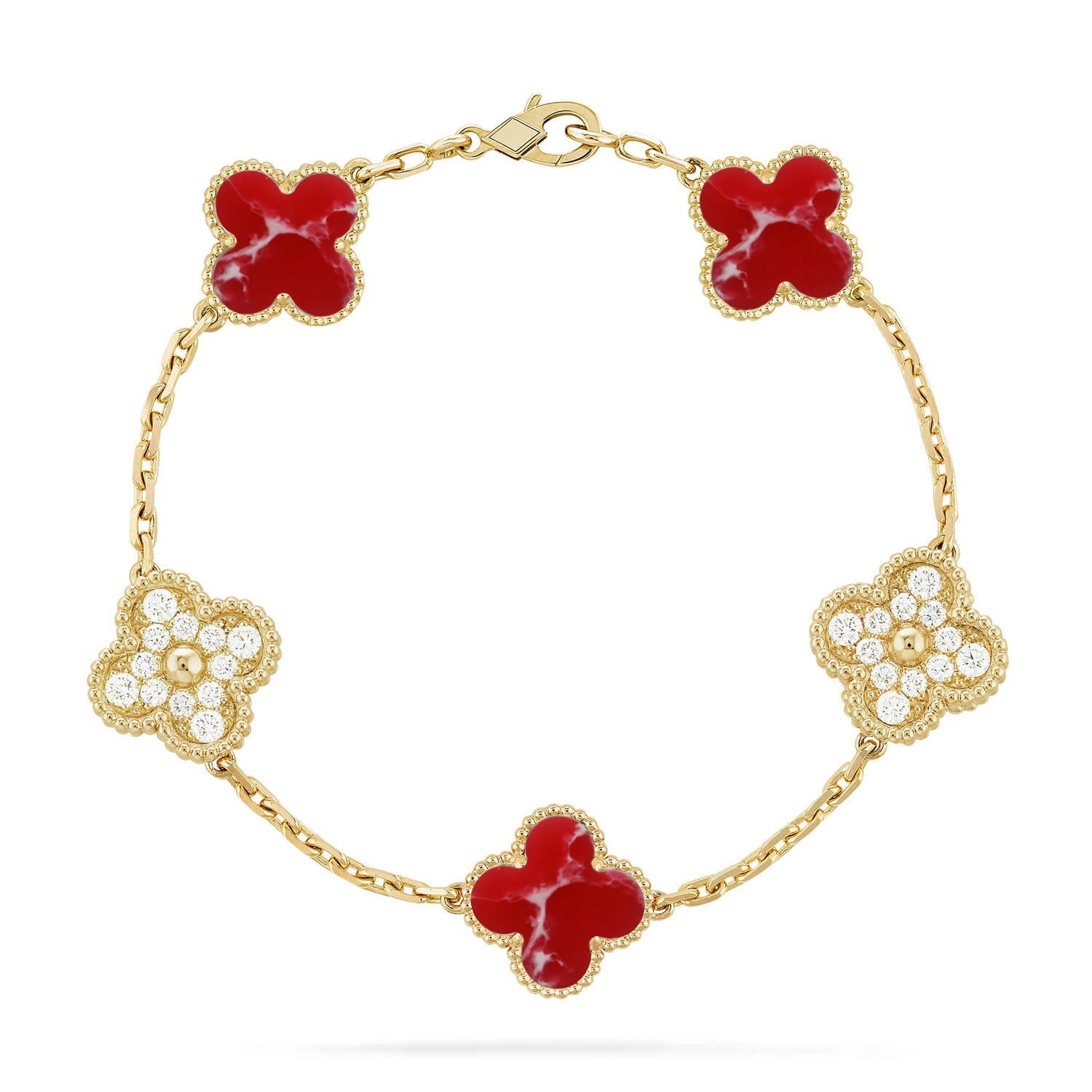 [Imperial]Nueva COLECCIÓN DE BRAZALETE TREBOL 5 MOTIVOS PATRÓN ROJO