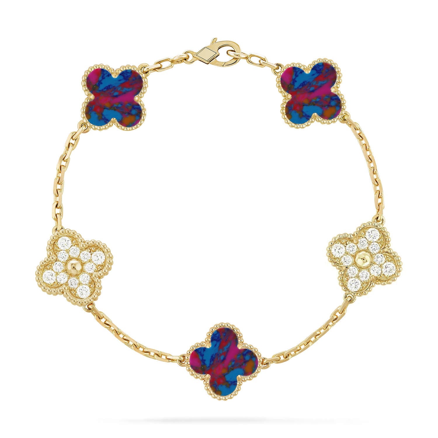 [Imperial]Nueva COLECCIÓN DE BRAZALETE TREBOL 5 MOTIVOS GEMAS DE COLOR