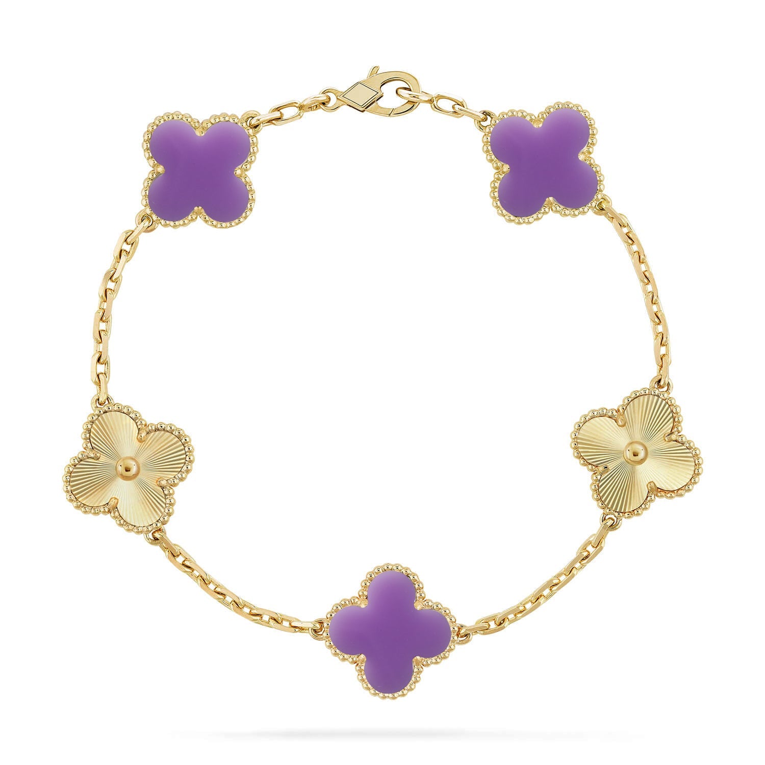 [Imperial]Nueva COLECCIÓN DE BRAZALETE TREBOL 5 MOTIVOS LILA