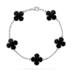 ¡®Imperial¡¯CLOVER 5 MOTIF ONYXS  BRACELET SILVER