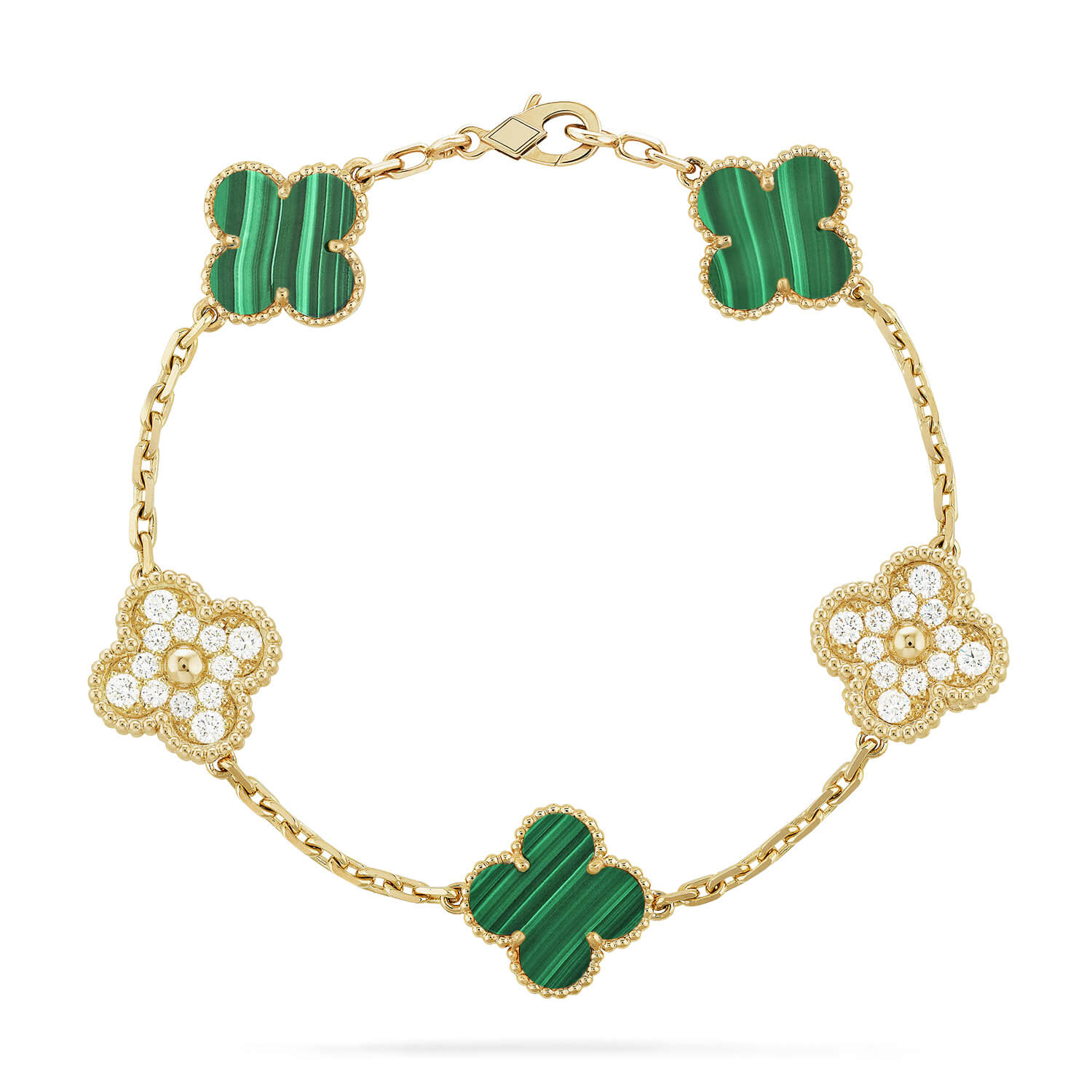 ¡®Imperial¡¯CLOVER  5 MOTIF MALACHITE DIAMOND BRACELET