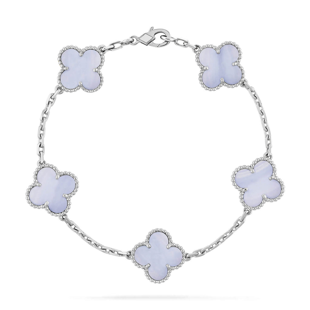 ¡®Imperial¡¯CLOVER  5 MOTIF PURPLE CHALCEDONY BRACELET SILVER