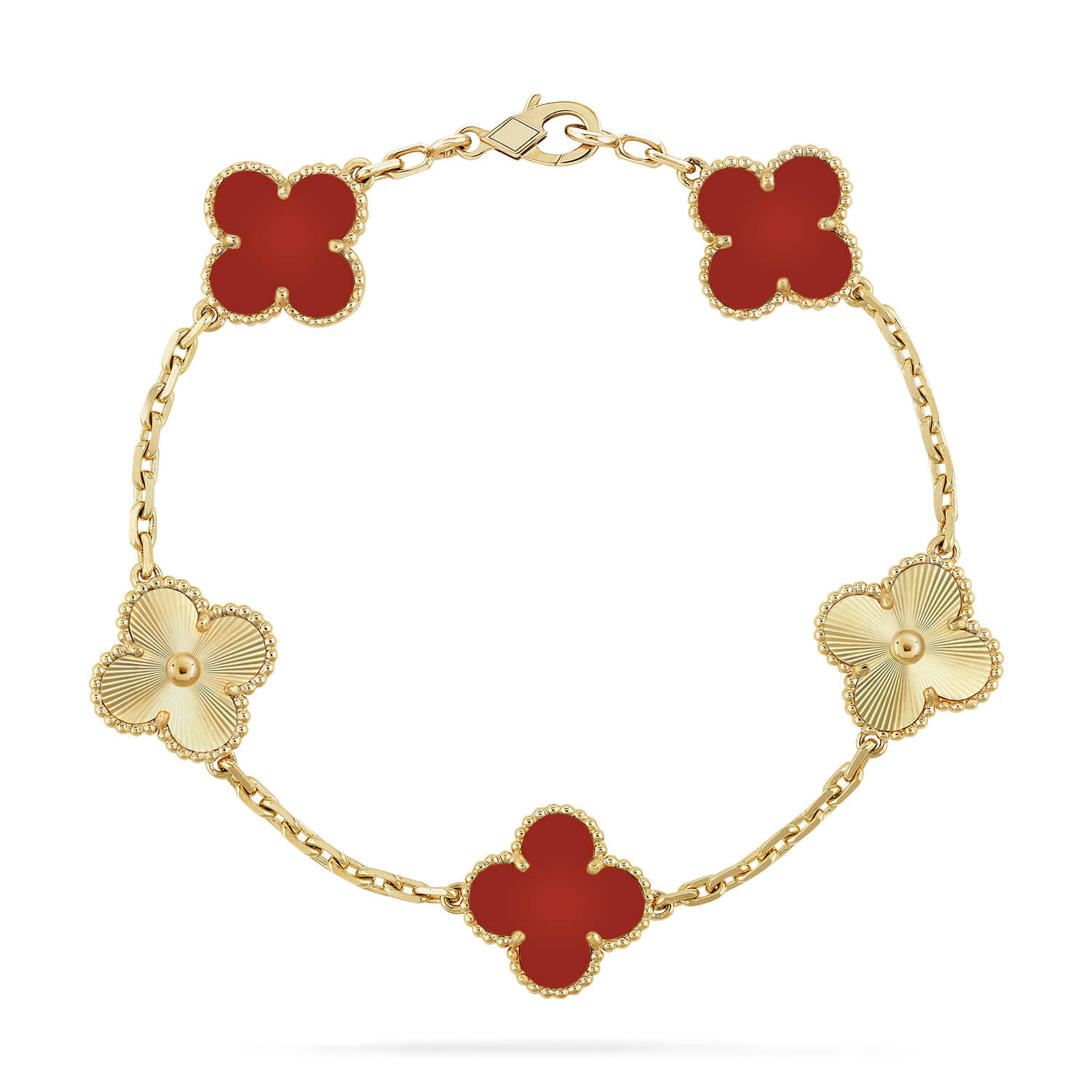 ¡®Imperial¡¯CLOVER  5 MOTIFS CARNELIAN GOLD BRACELET